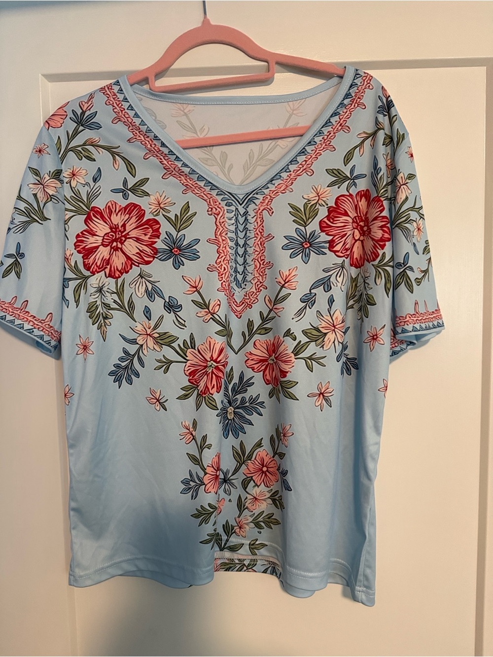 Light Blue Floral Short Sleeve Tee